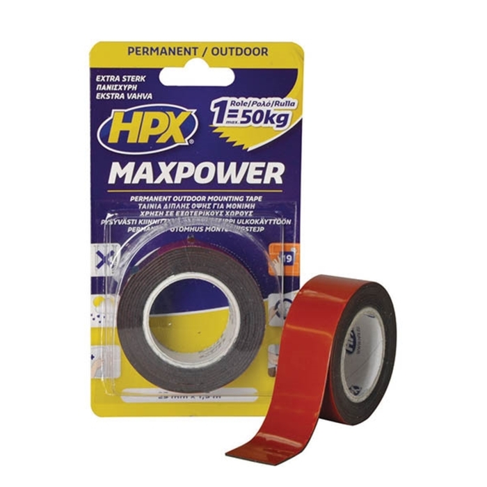 Μαύρη ταινία διπλής όψης Maxpower outdoor 25mm x 1,5m APOT2502
