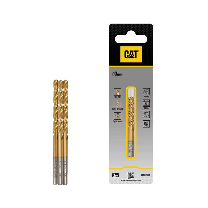 CAT Τρυπάνι τιτανίου HSS σετ:3τεμ 3x61mm DA02003