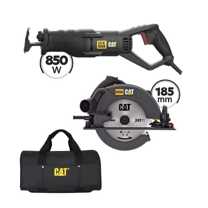 CAT Combo-58 Δισκοπρίονο DX56, Σπαθοσέγα DX5320, Τσάντα υφασμάτινη