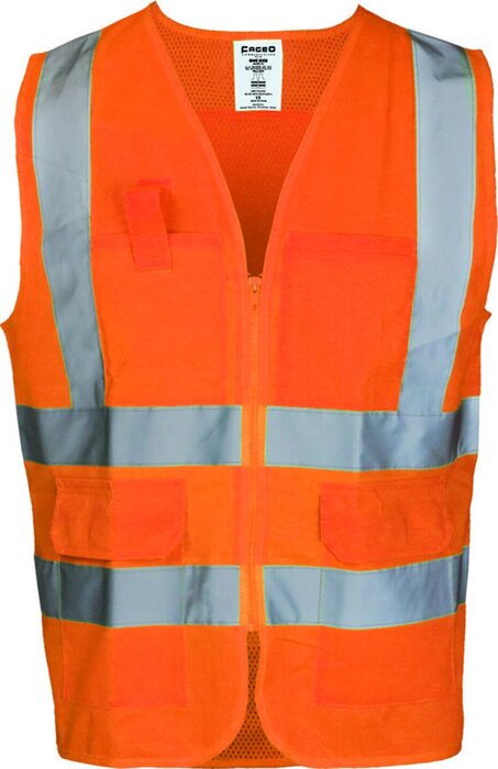 Γιλέκο υψηλής ευκρίνειας με φερμουάρ και τσέπες ORANGE