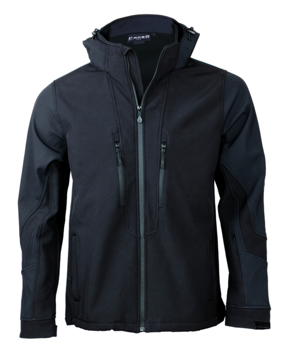 Jacket Soft shell sport  3 layers  hooded BLACK/BLACK