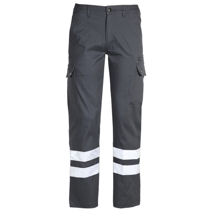 Working trouser slim fit with reflective tapes GRAY