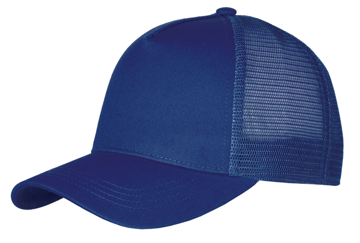 Mesh trucker cap 5panel  100% cotton twill ROYAL/ROYAL