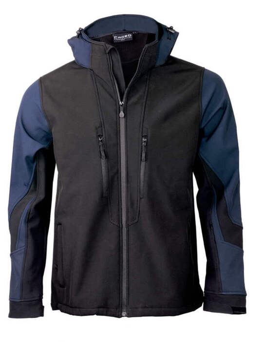 Jacket Soft shell sport  3 layers  hooded BLACK/NAVY