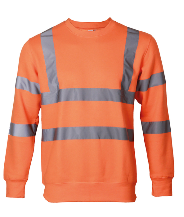 Sweatshirt round neck with reflective fabric ORANGE FLUO