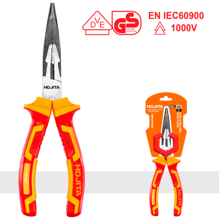 INSULATED LONG NOSE PLIERS CRV 200MM