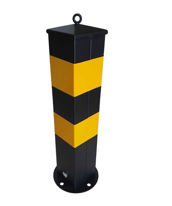 Fixed Metal Column with Pyramid End and Ring on Top PARK-SBF-100P-KR