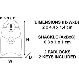 Set of 2 20mm nickel colored padlocks with the same key 4630EURTAST Photo 6