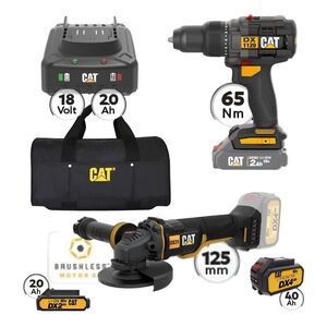 CAT Combo-50 Γωνιακός DX314B, Δράπανο DX1120B, Τσάντα υφασμάτινη