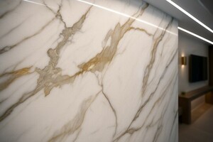 PVC MEGA PANEL 2.8/1220/2800mm CALACATTA GOLD 104 Φωτογραφία 2