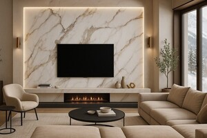 PVC MEGA PANEL 2.8/1220/2800mm CALACATTA GOLD 104 Φωτογραφία 3