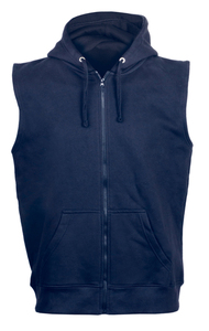 Sleeveless  sweat zipped hooded 330 gsm DARK NAVY