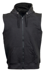 Sleeveless  sweat zipped hooded 330 gsm BLACK