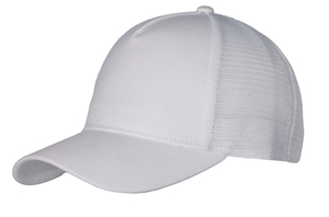 Mesh trucker cap 5panel  100% cotton twill WHITE/WHITE