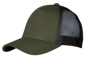 Mesh trucker cap 5panel  100% cotton twill KHAKI/BLACK