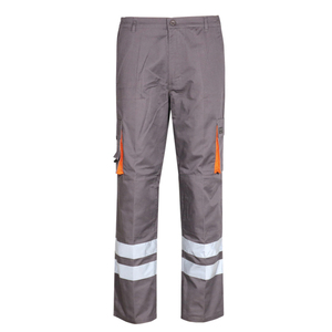 Working trouser with two reflective tapes GRAY/ORANGE