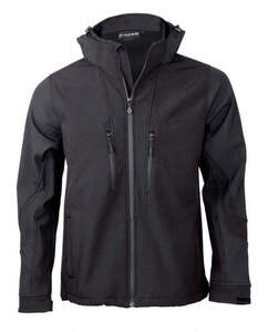 Μπουφάν softshell sport  3 layers  με κουκούλα BLACK/BLACK