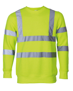 Sweatshirt round neck with reflective fabric YELLOW FLUO